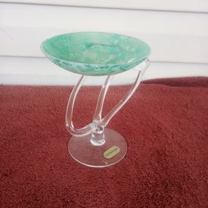 Michelangelo studio glass footrest glass green white 1990s